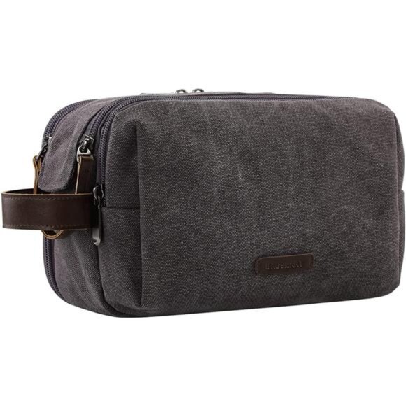 Toiletry Bag for Men, Canvas Travel Toiletry Organizer Dopp Kit Water-resistant - Picture 1 of 7